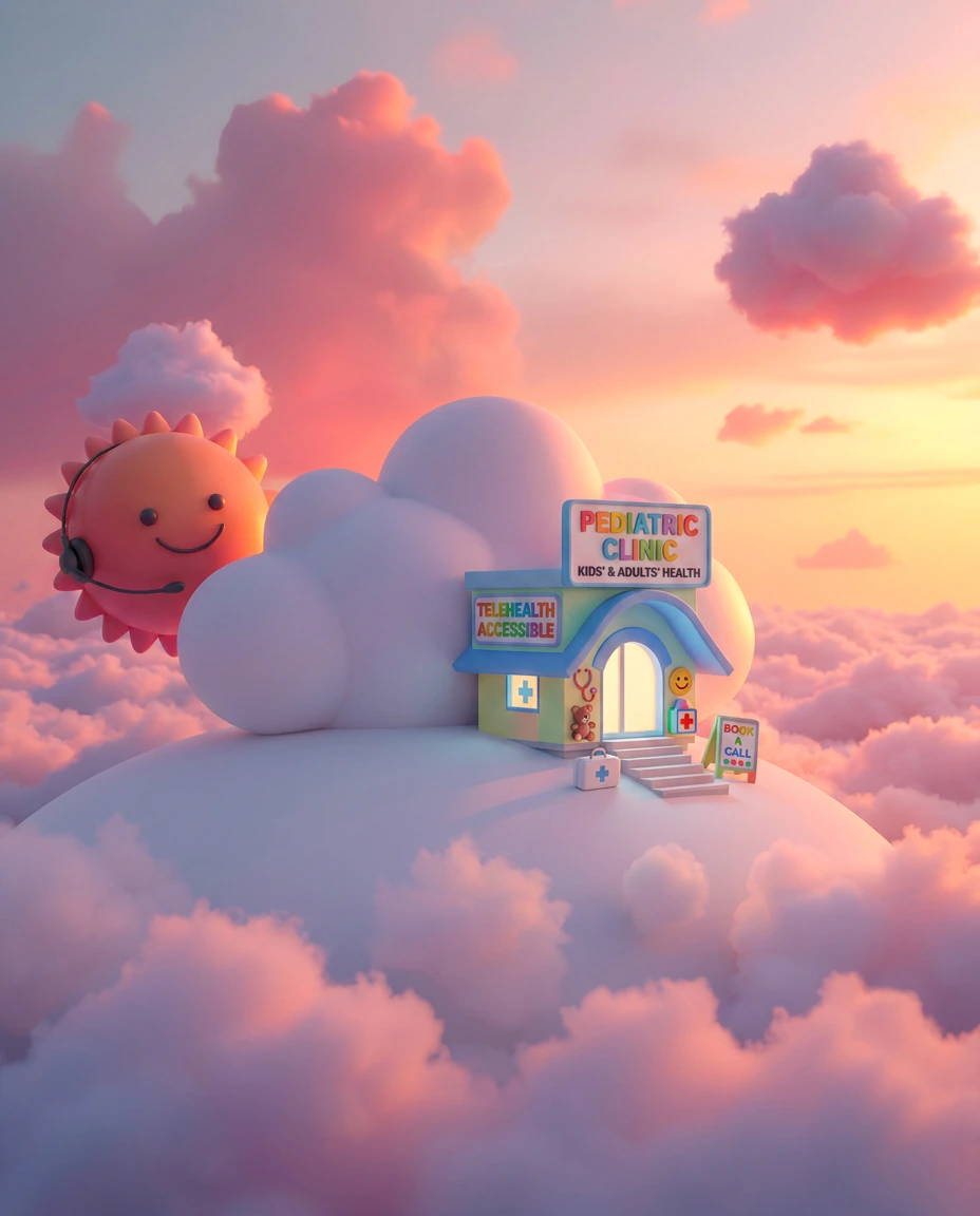 Sunny beside a pediatric clinic on the clouds